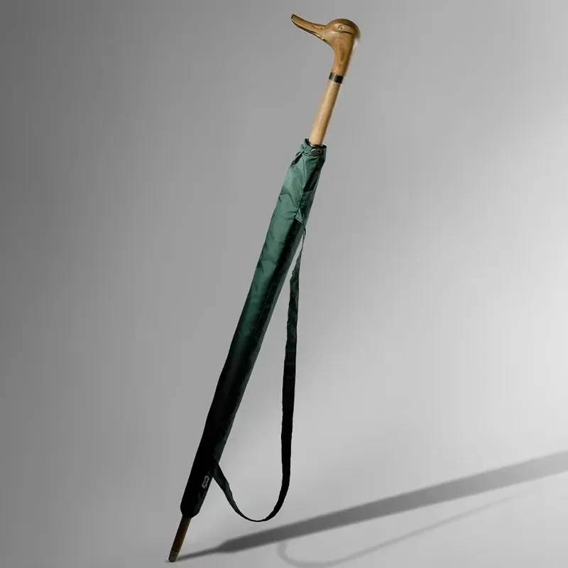 Golf Umbrella Large - 280T Winddichter Golf-Regenschirm, großer Entenkopf, Holzgriff,